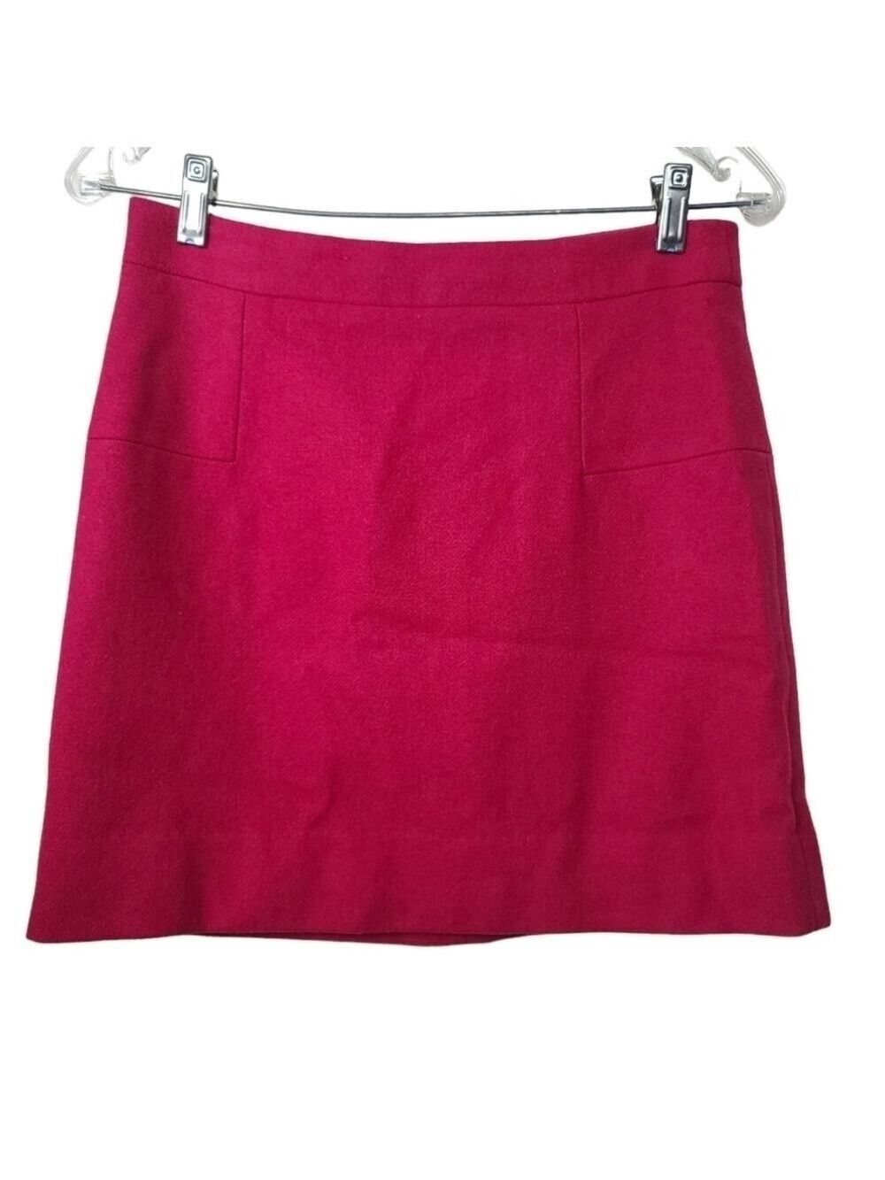 J. Crew Factory Wool Pink Back Zip Skirt Women's Size 2 Style #02551 Barbiecore